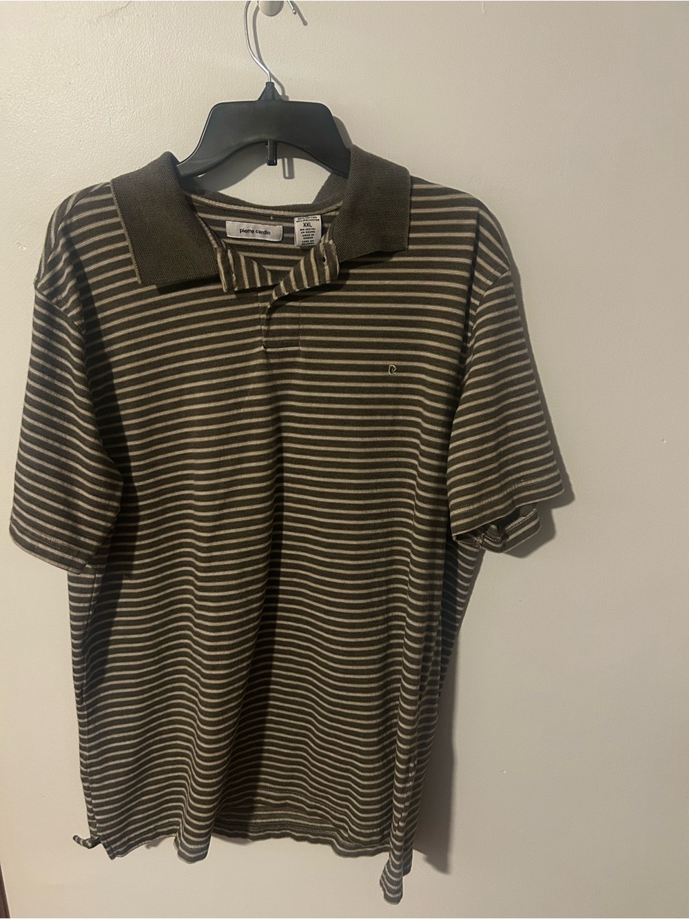 Pierre Cardin Olive and Cream Striped Polo
